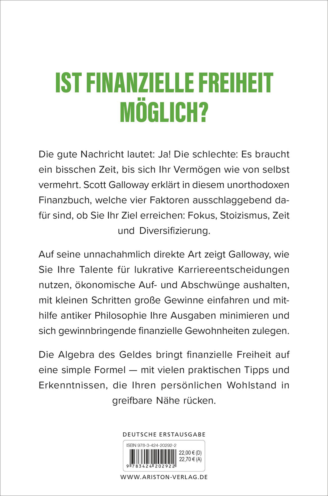 Die Algebra des Geldes | Galloway, Scott