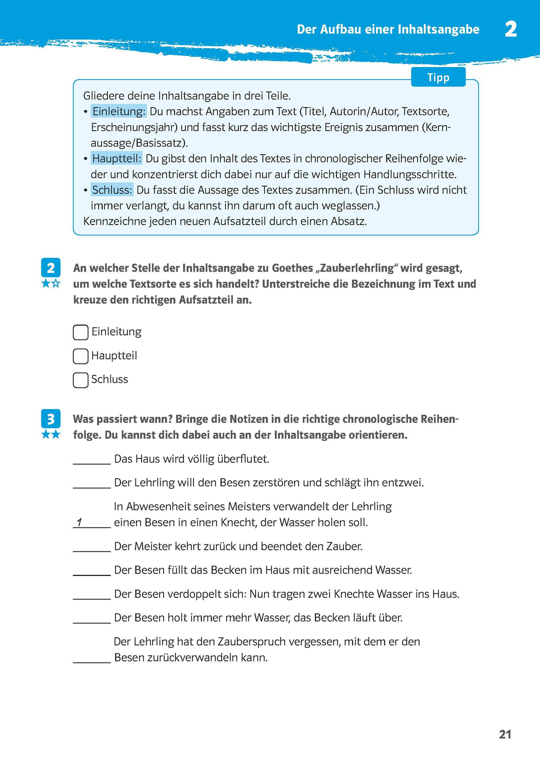 10-Minuten-Training Deutsch Aufsatz Inhaltsangabe 6. - 8. Klasse | -