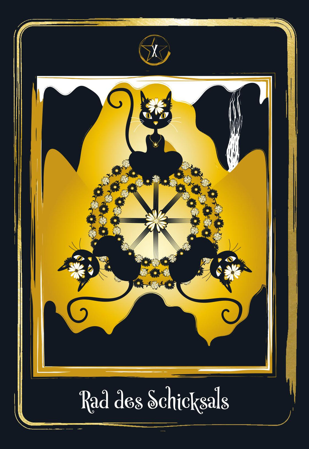 Golden Black Cat Tarot - Hochwertige Stülpdeckelschachtel mit Goldfolie | de...