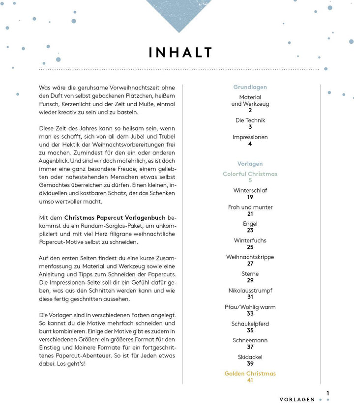Set: Christmas Papercut - Die Vorlagenmappe mit Anleitung und 20 weihnachtli...
