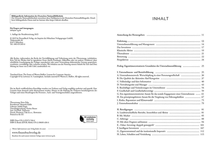 Die Essays von Warren Buffett | Cunningham, Lawrence A. | Buffett, Warren