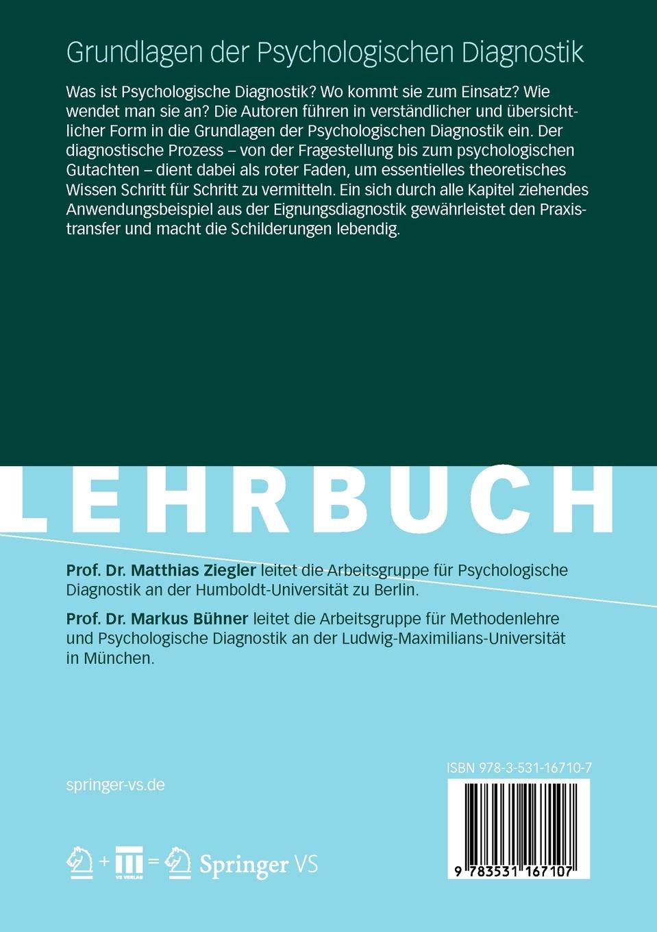 Grundlagen der Psychologischen Diagnostik | Ziegler, Matthias | Bühner, Markus