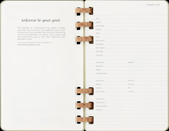 Moleskine 12 Monate Studienplaner mit Spiralbindung 2026, L/A5, Fester Einba...