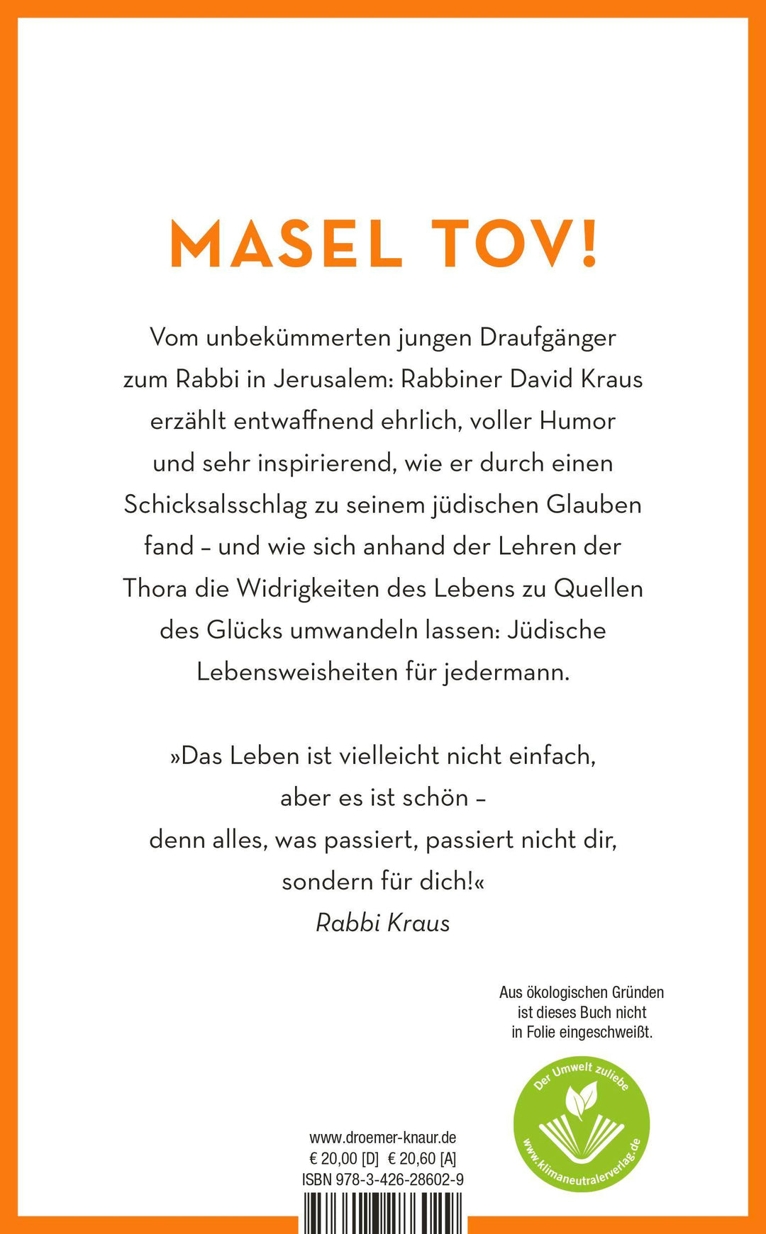 Der fröhliche Rabbi und die verschlungenen Wege zum Glück | Kraus, David