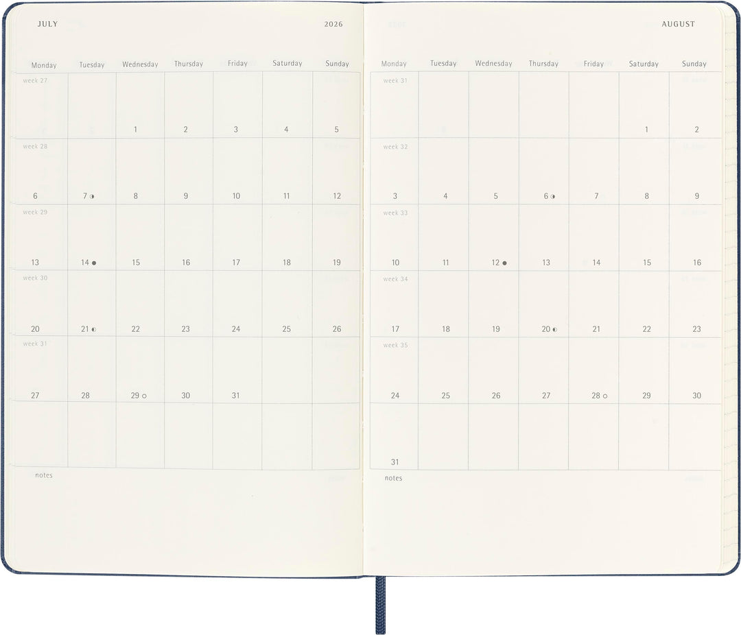 Moleskine 18 Monate Wochen Notizkalender 2025/2026, L/A5, 1 Wo = 1 Seite, Re...