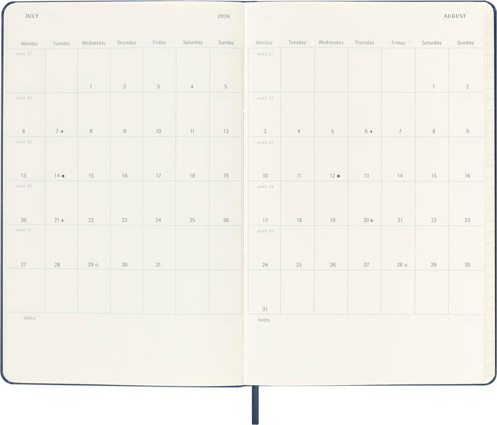 Moleskine 18 Monate Wochen Notizkalender 2025/2026, L/A5, 1 Wo = 1 Seite, Re...
