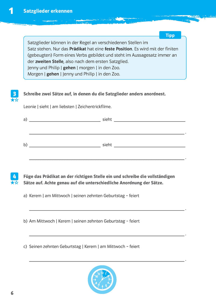 10-Minuten-Training Deutsch Grammatik Satzglieder bestimmen 5.-7. Klasse | -