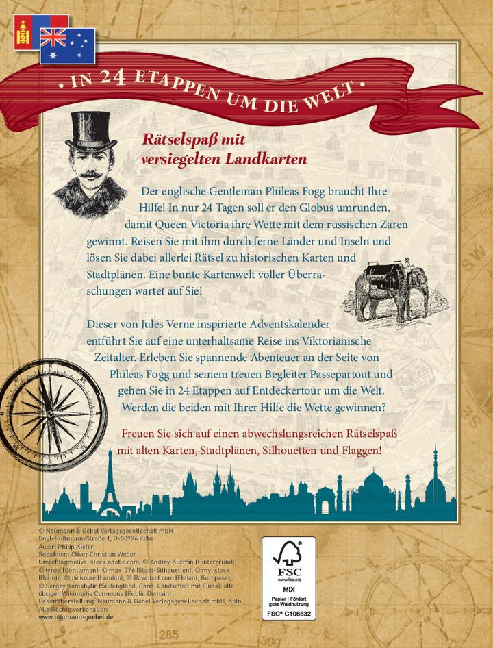 Adventskalender der Landkartenrätsel. In 24 Etappen um die Welt | Kiefer, Philip