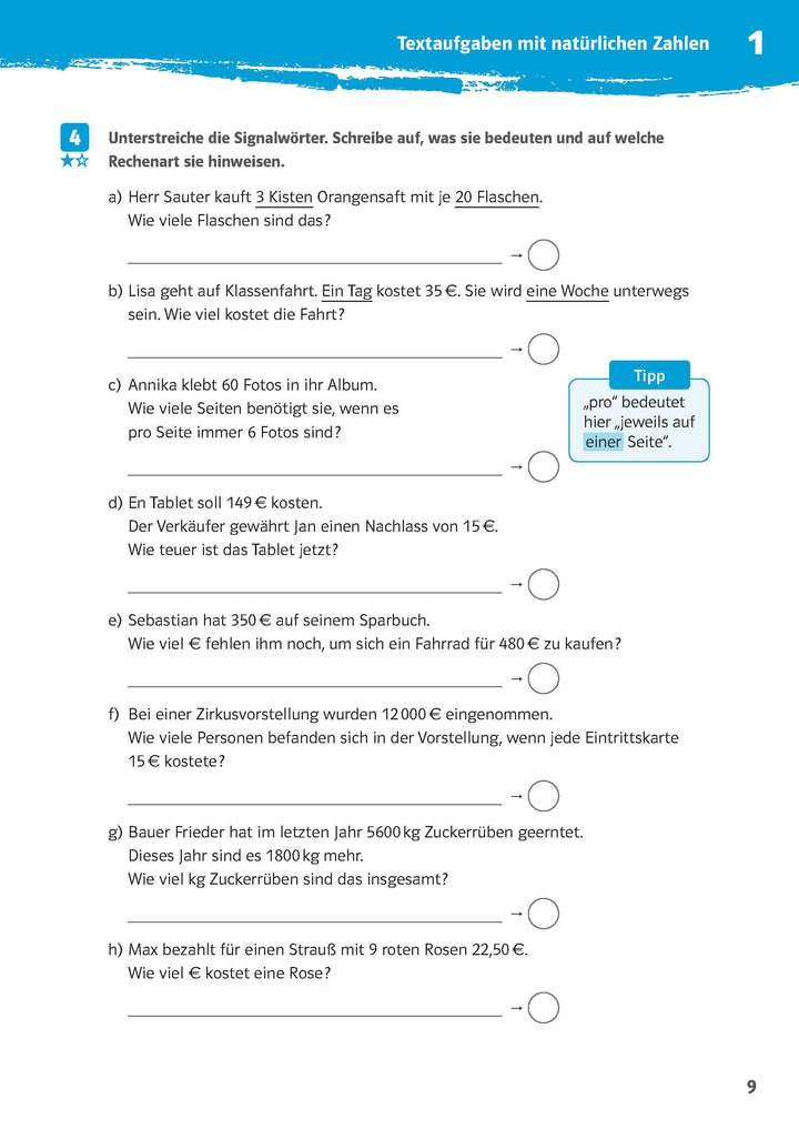 10-Minuten-Training Mathematik Textaufgaben 5. Klasse | -