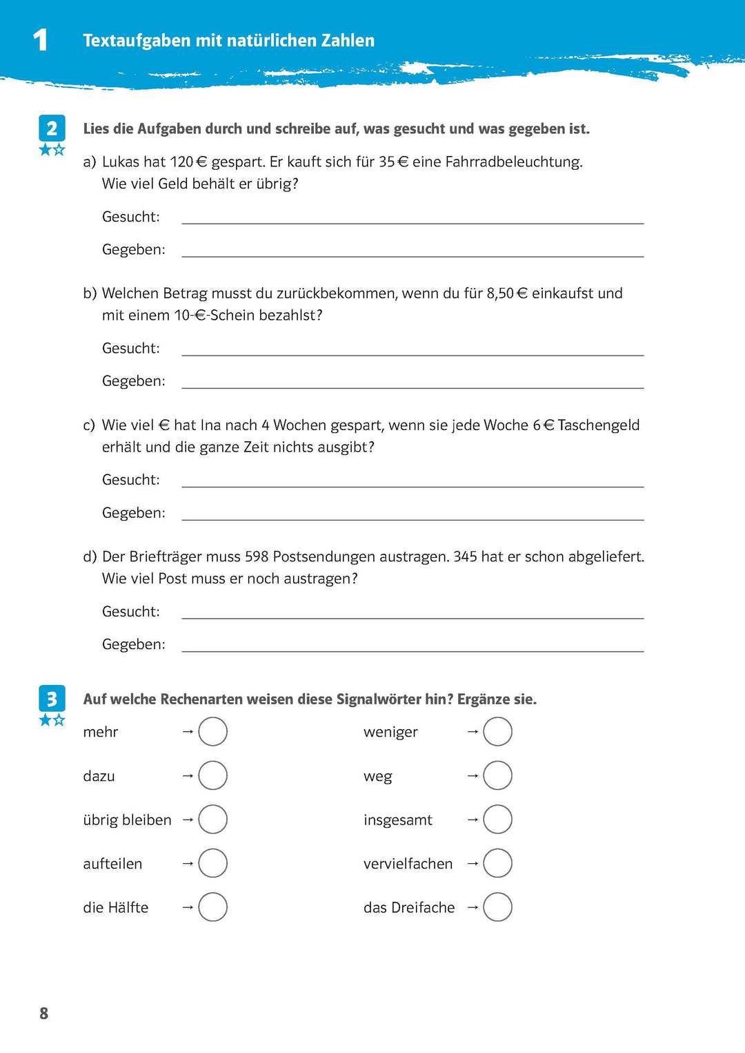 10-Minuten-Training Mathematik Textaufgaben 5. Klasse | -