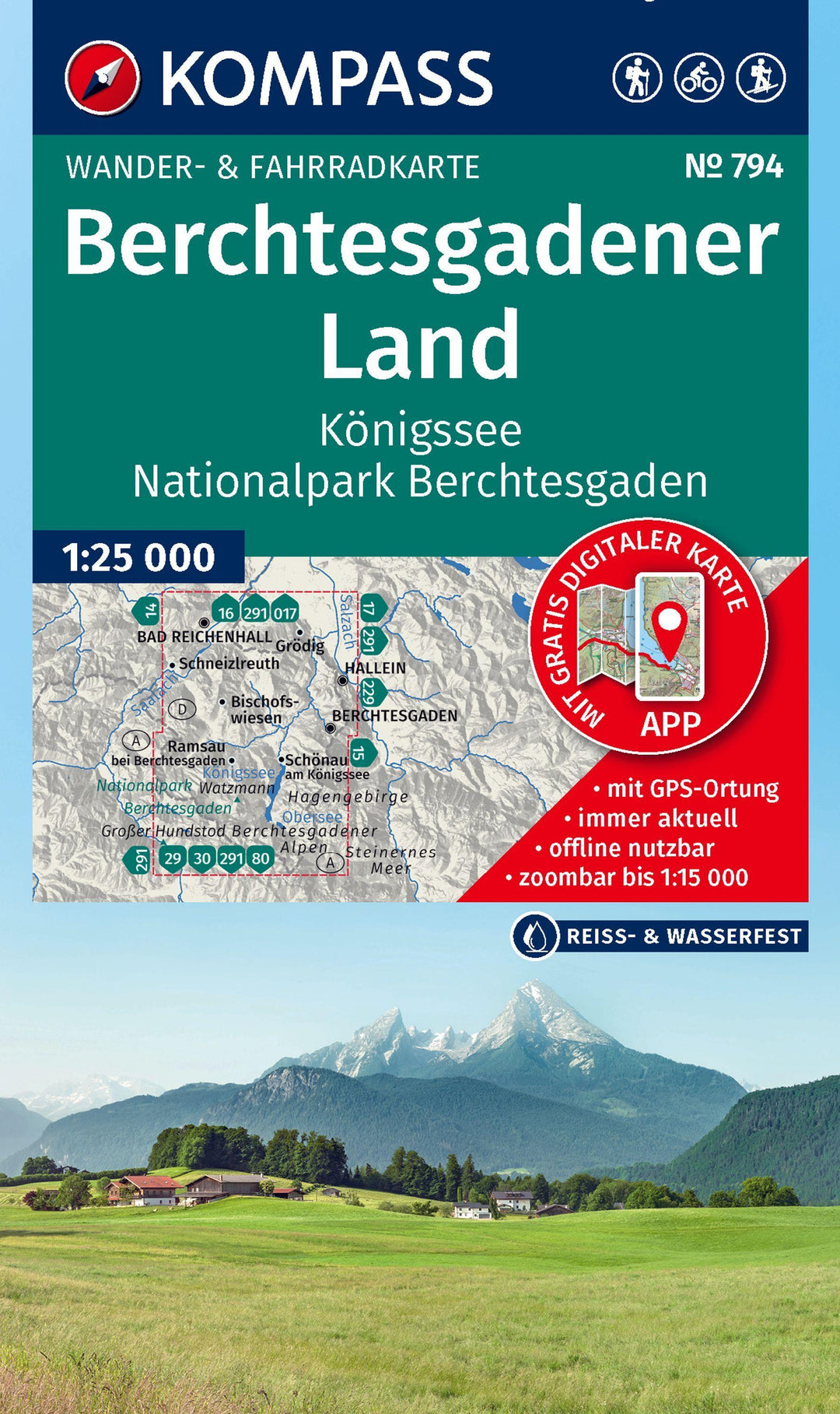 KOMPASS Wanderkarte 794 Berchtesgadener Land, Königssee, Nationalpark Bercht...