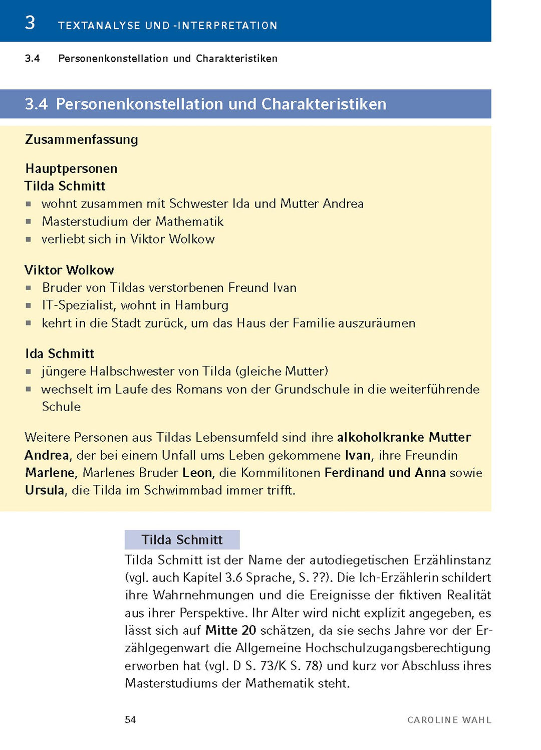 22 Bahnen von Caroline Wahl - Textanalyse und Interpretation | Wahl, Caroline