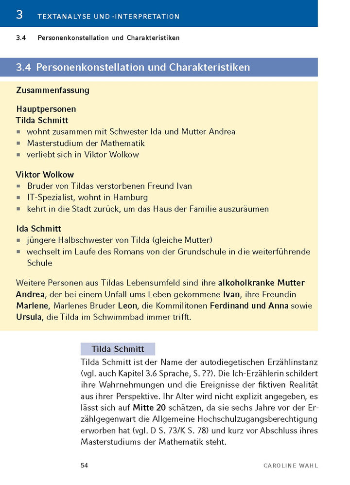 22 Bahnen von Caroline Wahl - Textanalyse und Interpretation | Wahl, Caroline