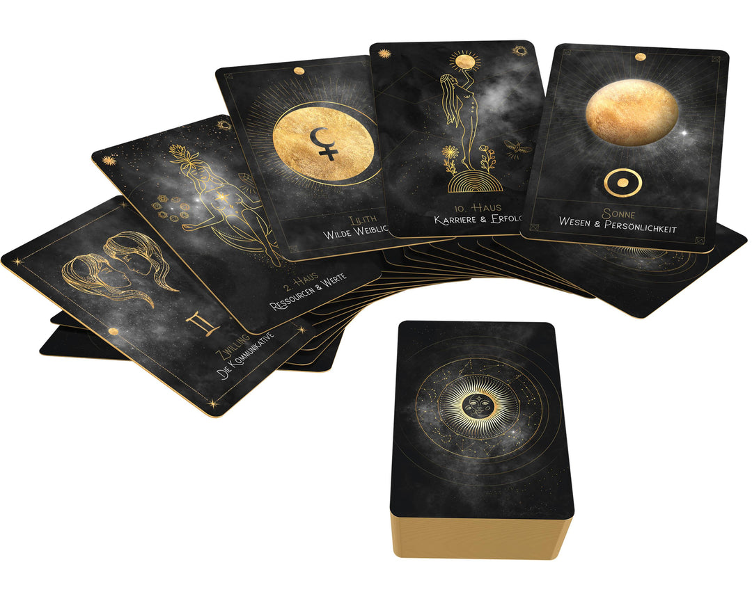 Astro-Cards - Luxury Edition - Box u. Karten mit Goldprägung/Goldschnitt, li...