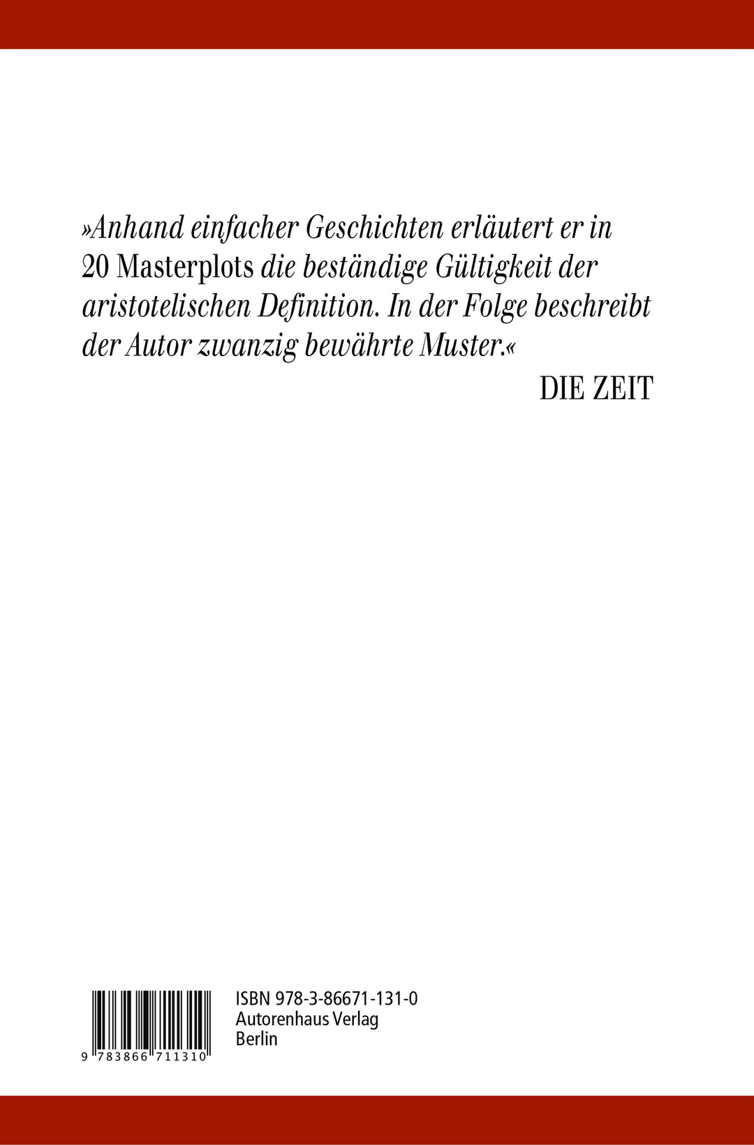 20 Masterplots - Die Basis des Story-Building in Roman und Film | Tobias, Ro...