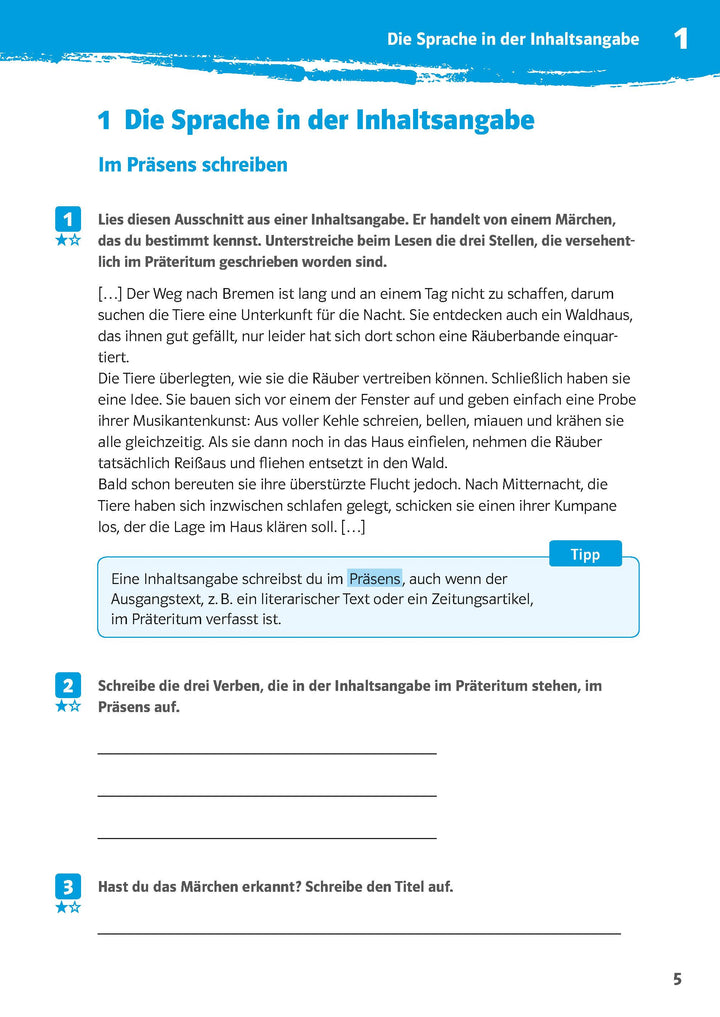 10-Minuten-Training Deutsch Aufsatz Inhaltsangabe 6. - 8. Klasse | -