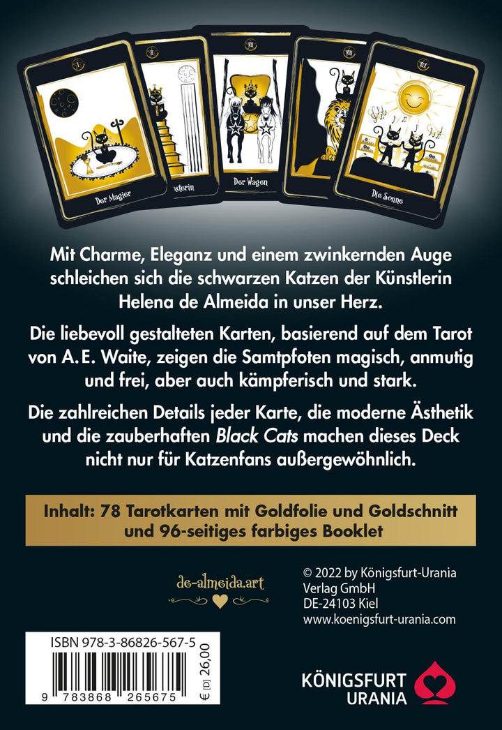 Golden Black Cat Tarot - Hochwertige Stülpdeckelschachtel mit Goldfolie | de...