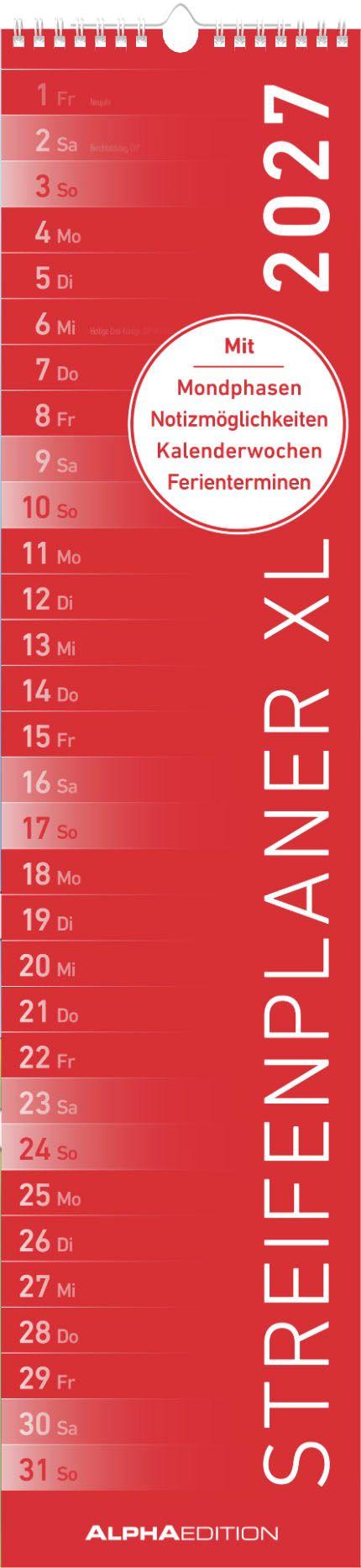 Streifenplaner XL ROT 2027 | -