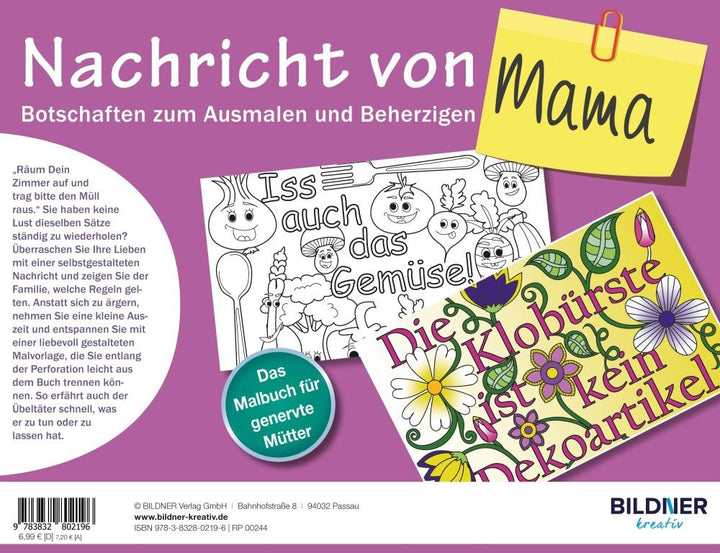 Das Malbuch für Erwachsene: Nachricht von Mama! | -