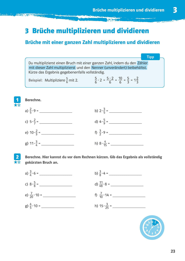 10-Minuten-Training Rechnen mit Brüchen. Mathematik 5./6. Klasse | -