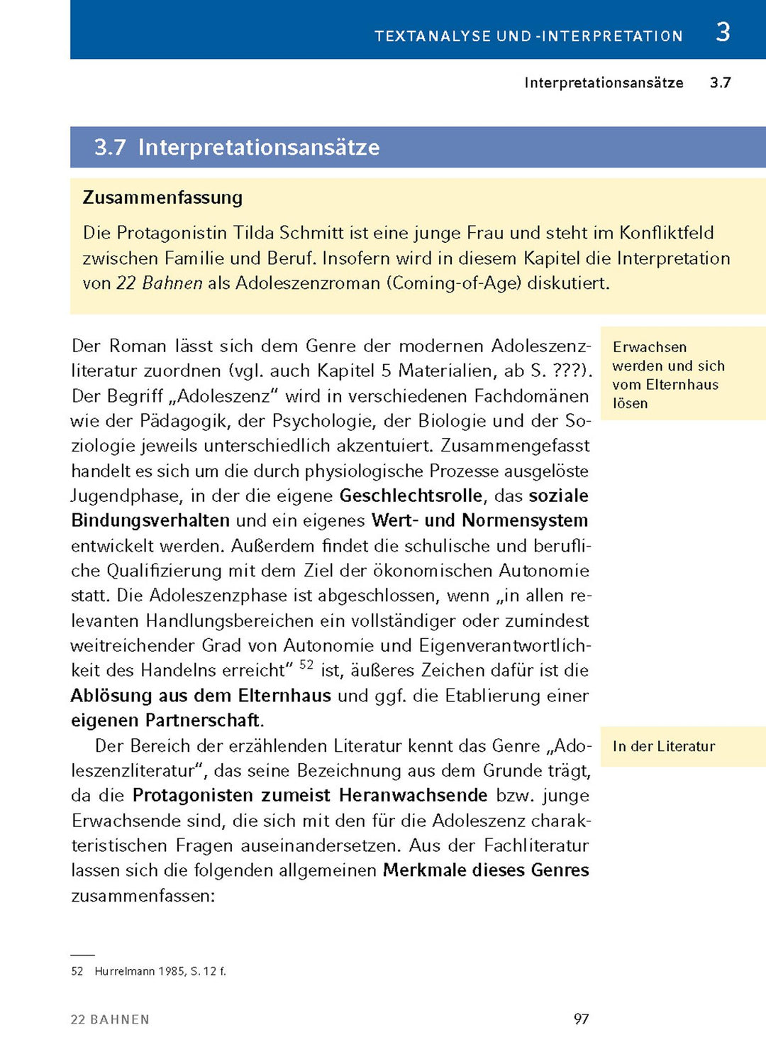 22 Bahnen von Caroline Wahl - Textanalyse und Interpretation | Wahl, Caroline