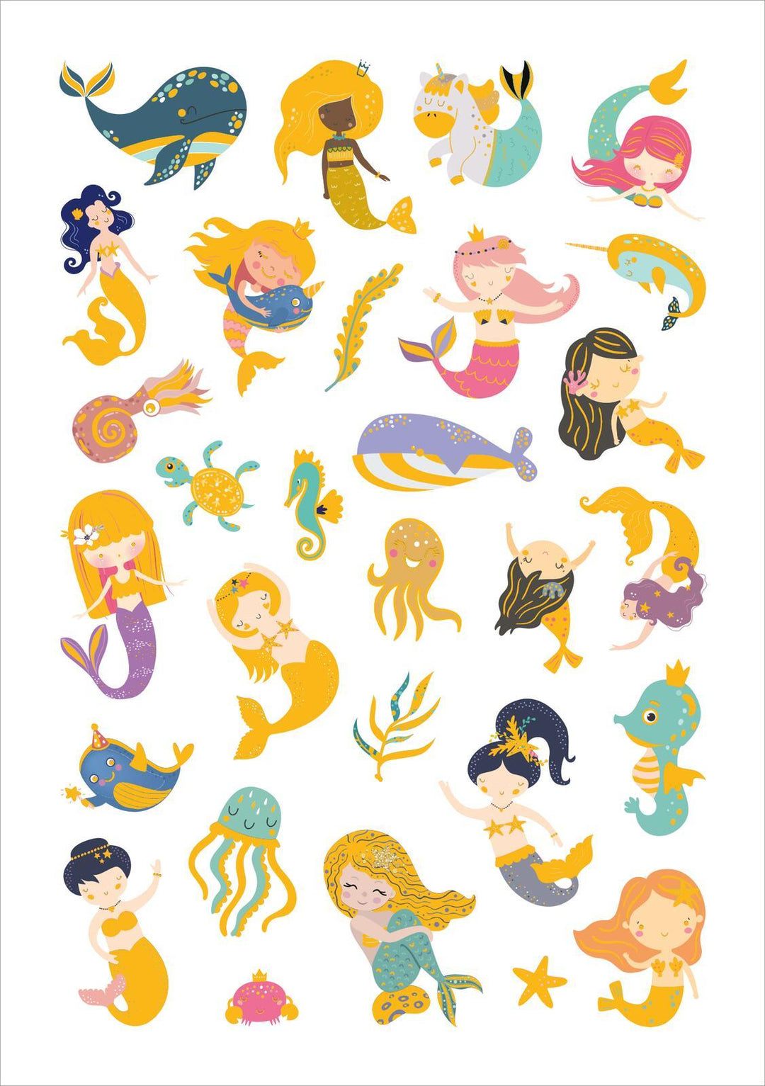 Metallic-Sticker - Meerjungfrauen | -