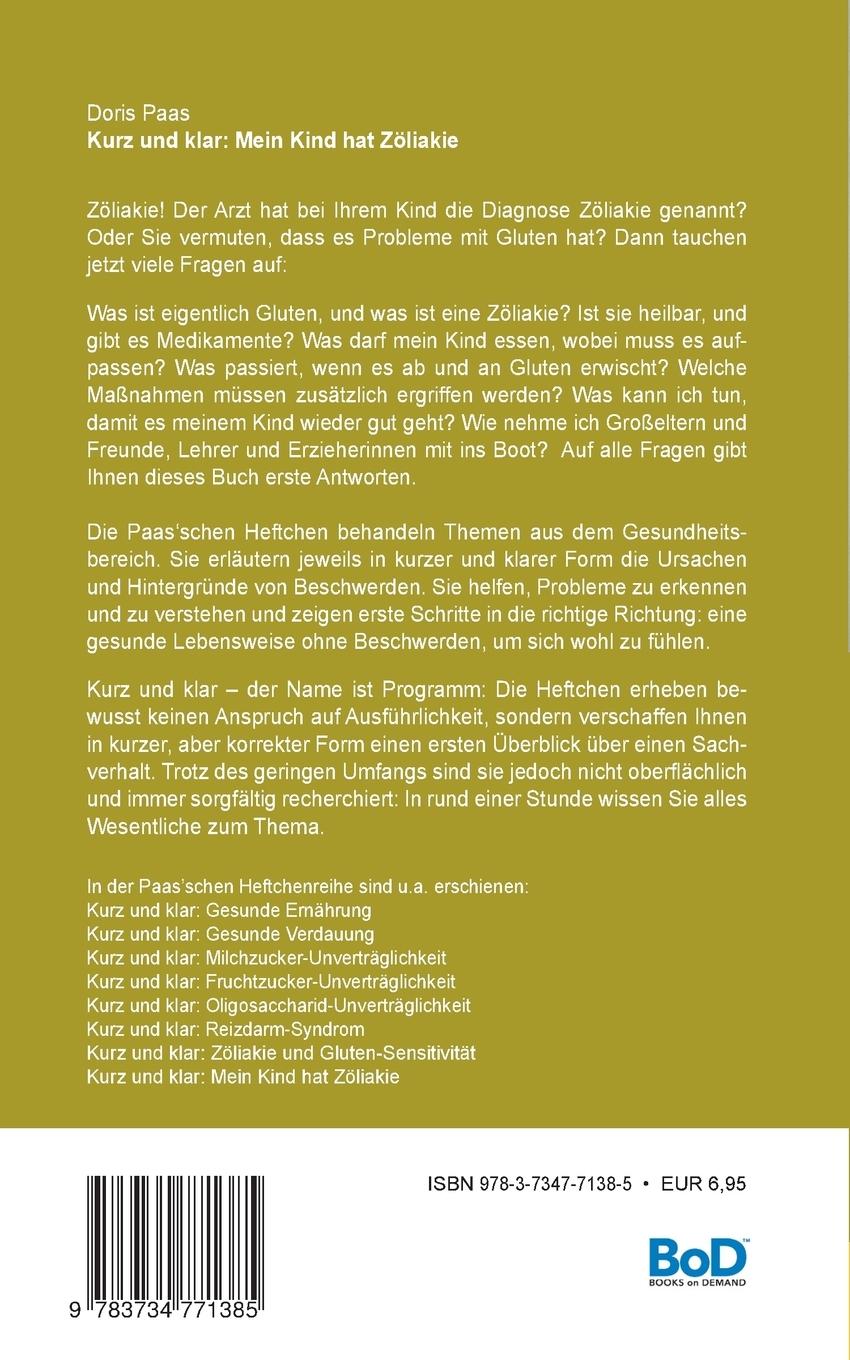 Kurz und klar: Mein Kind hat Zöliakie | Paas, Doris