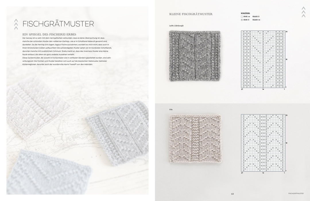 Ganseys. 150 Strickmuster und 10 Modelle inspiriert vom traditionellen Fisch...