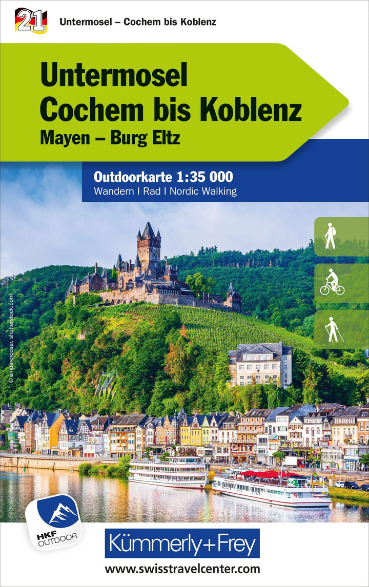 Kümmerly+Frey Outdoorkarte Deutschland 21 Untermosel, Cochem bis Koblenz 1:3...