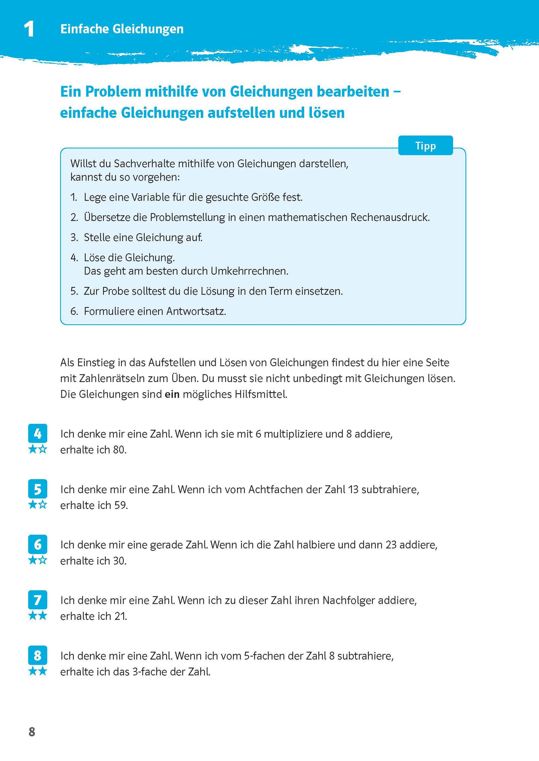 10-Minuten-Training Mathematik Gleichungen lösen 7. - 10. Klasse | -