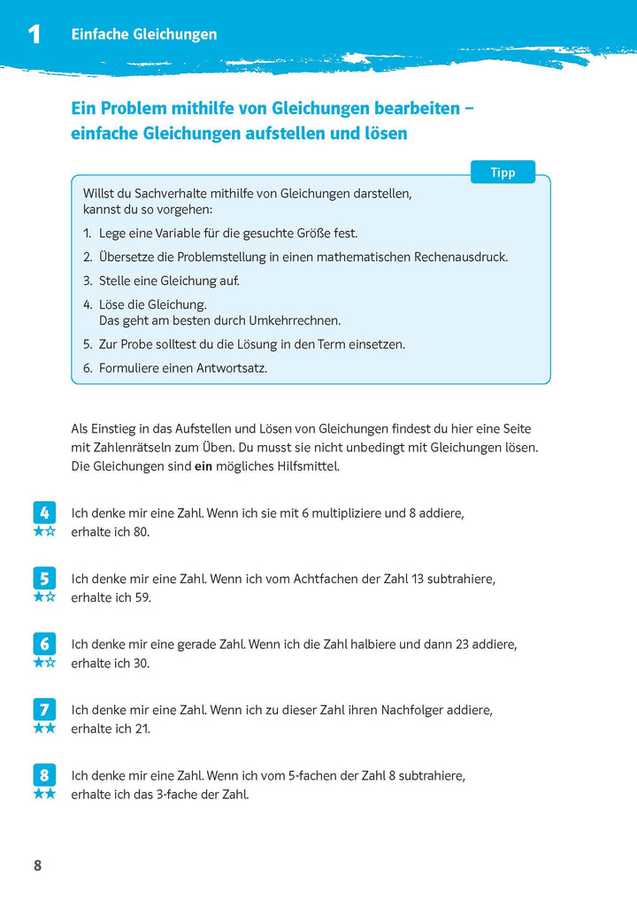 10-Minuten-Training Mathematik Gleichungen lösen 7. - 10. Klasse | -