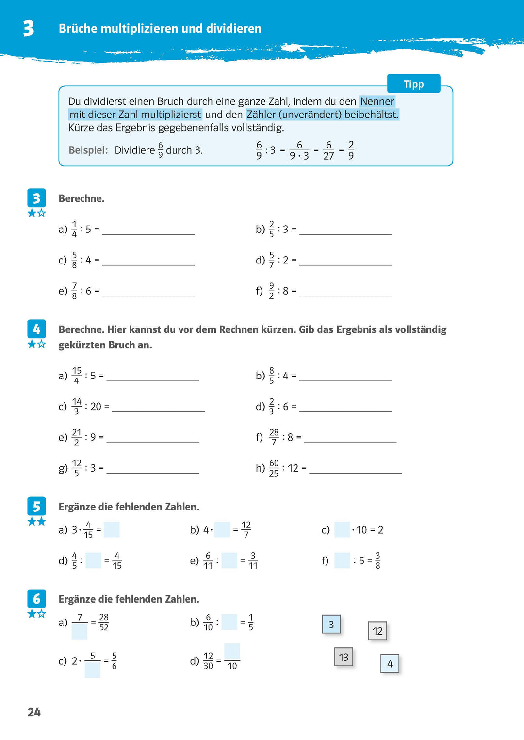 10-Minuten-Training Rechnen mit Brüchen. Mathematik 5./6. Klasse | -