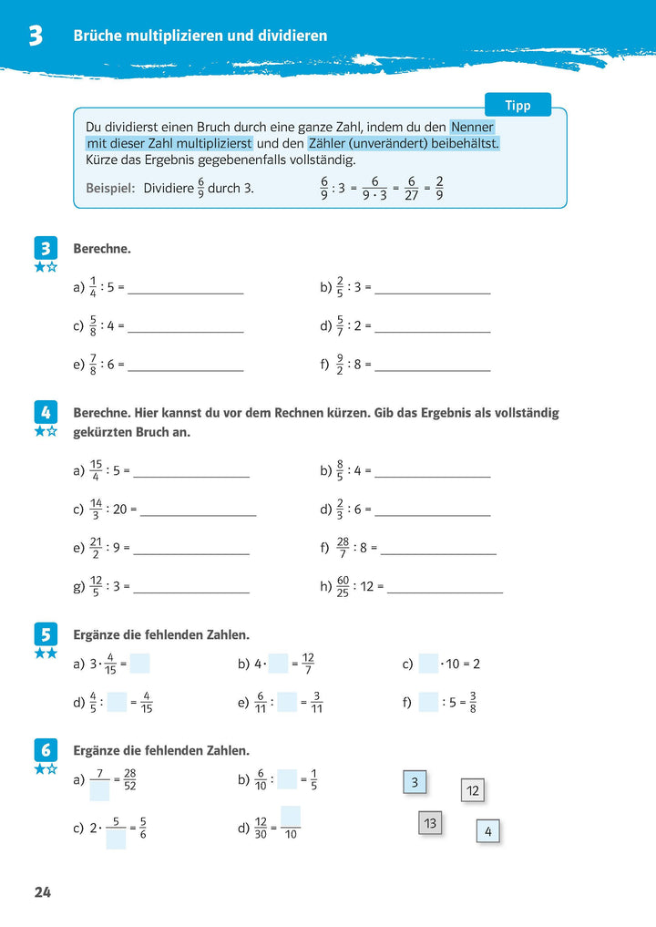 10-Minuten-Training Rechnen mit Brüchen. Mathematik 5./6. Klasse | -