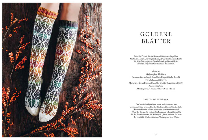 Florale Scandi-Socken stricken | Laitinen, Niina