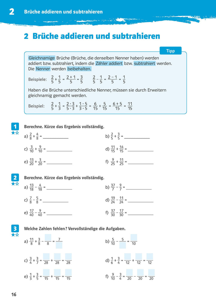 10-Minuten-Training Rechnen mit Brüchen. Mathematik 5./6. Klasse | -