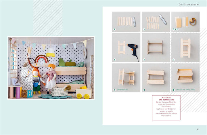 Mein Puppenhaus aus 100% Recyclingmaterial. Inklusive Möbel, Figuren und Zub...