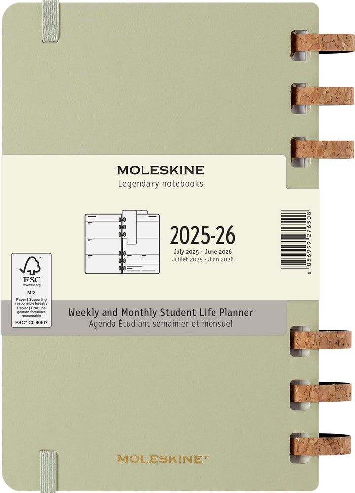 Moleskine 12 Monate Studienplaner mit Spiralbindung 2026, L/A5, Fester Einba...