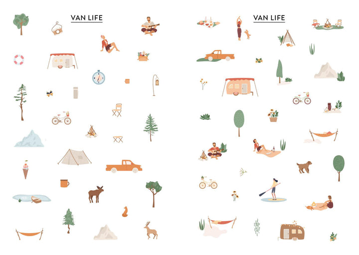 Bullet Journal Stickerbuch - Camping & Nature Love - Über 600 Sticker für al...