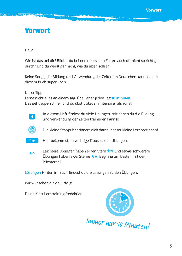 10-Minuten-Training Deutsch Grammatik Zeiten 5. - 7. Klasse | -