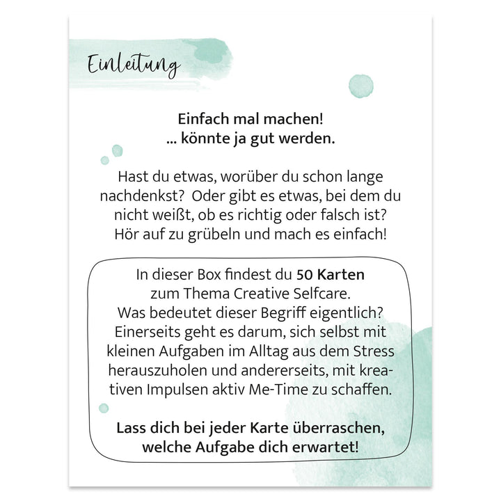 Meine kreative Selfcare-Box Das tu ich nur für mich! 50 achtsame & kreative ...