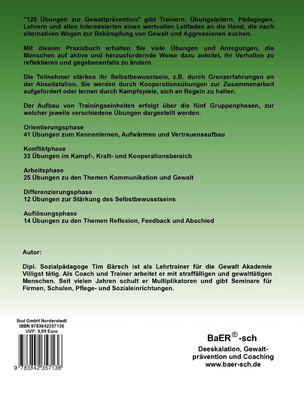 125 Übungen zur Gewaltprävention | Bärsch, Tim