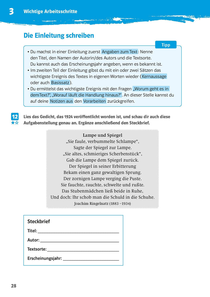 10-Minuten-Training Deutsch Aufsatz Inhaltsangabe 6. - 8. Klasse | -