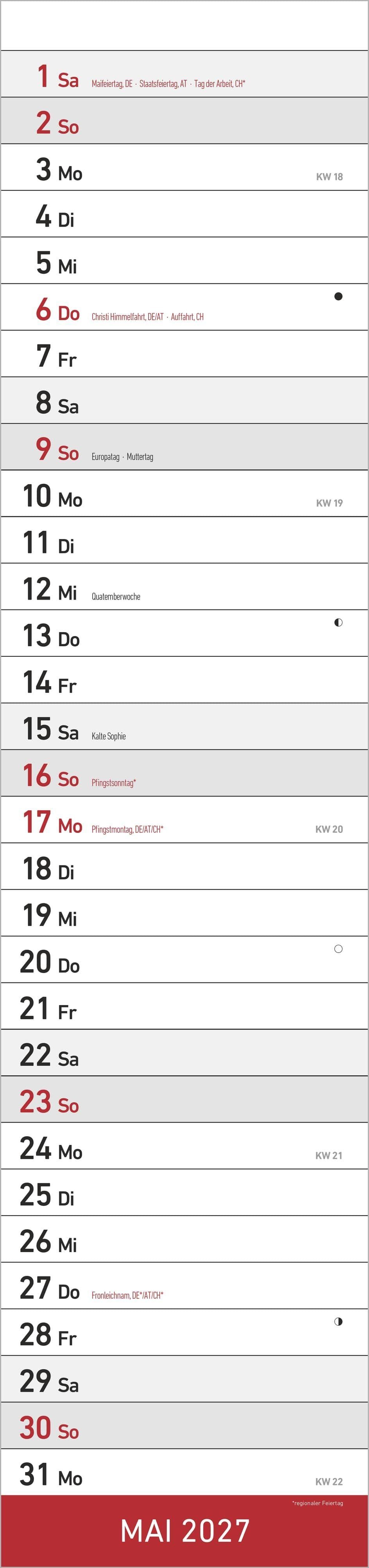 Streifenplaner XL ROT 2027 | -