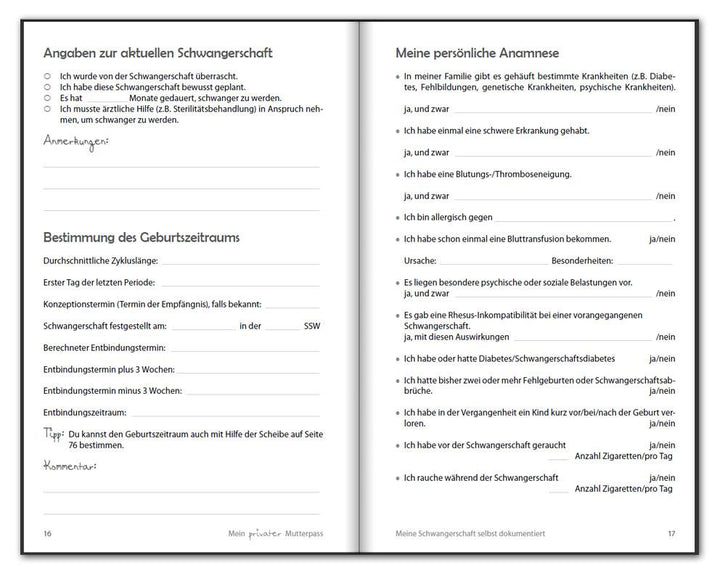 Mein privater Mutterpass - Meine Schwangerschaft selbst dokumentiert | Moser...