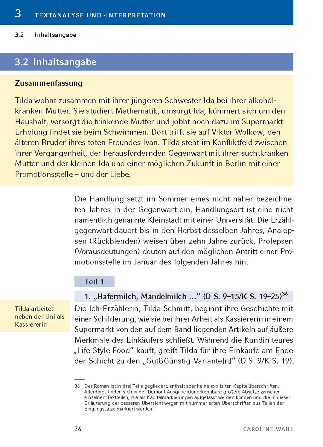 22 Bahnen von Caroline Wahl - Textanalyse und Interpretation | Wahl, Caroline