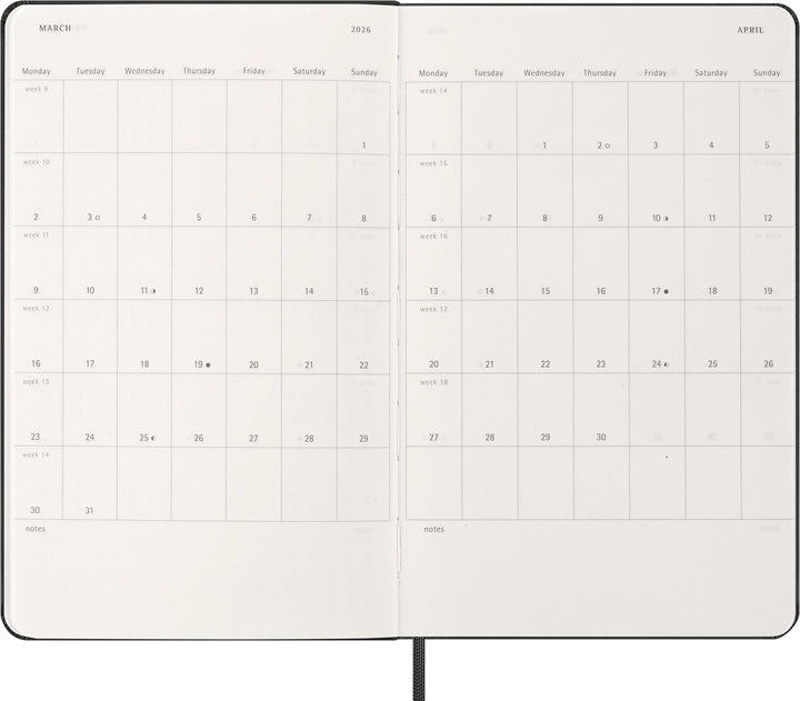 Moleskine 12 Monate Wochenkalender 2026, Large/A5, 1 Wo = 2 Seiten, vertikal...