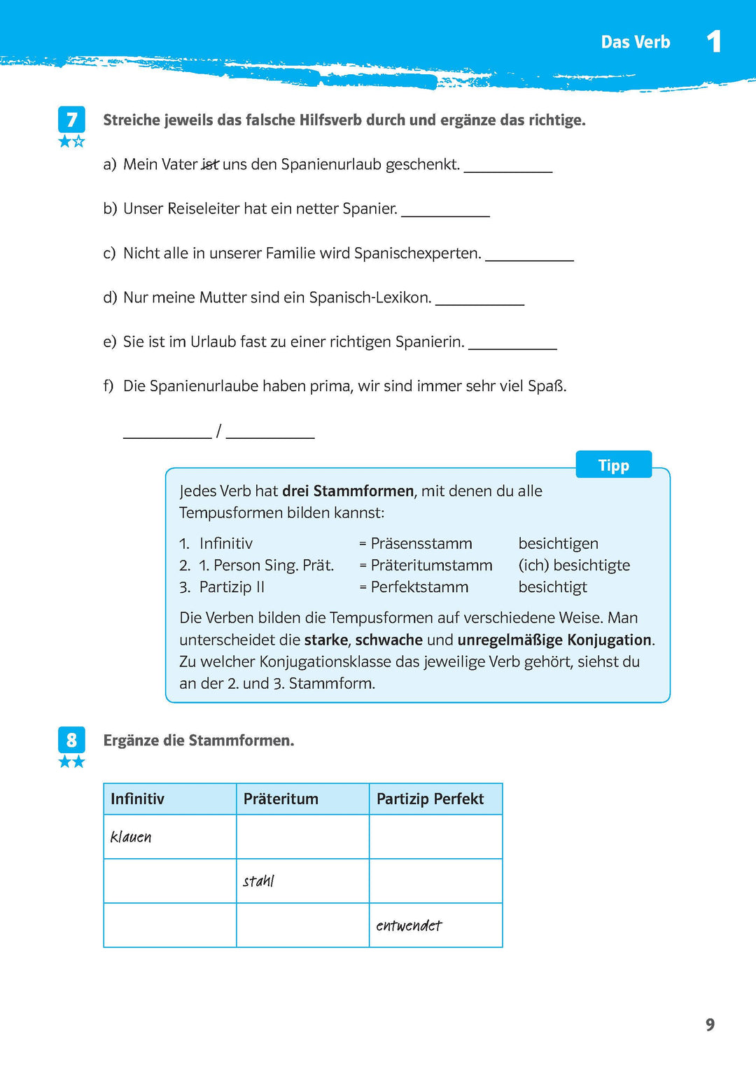 10-Minuten-Training Deutsch Grammatik Zeiten 5. - 7. Klasse | -