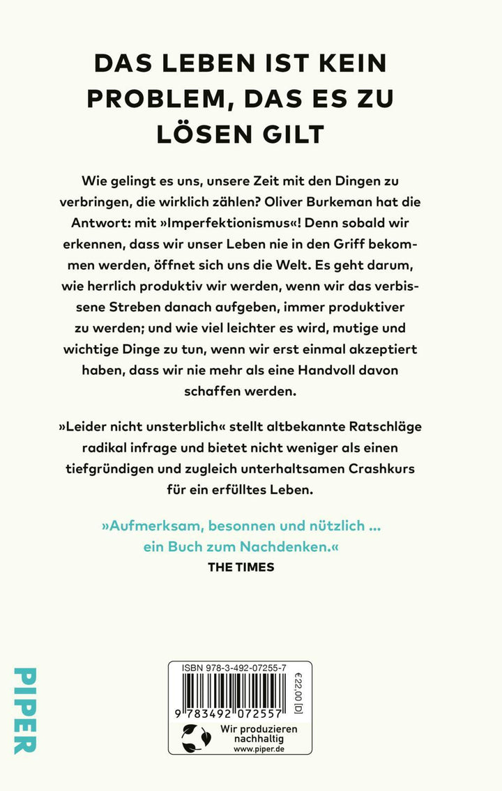 Leider nicht unsterblich | Burkeman, Oliver