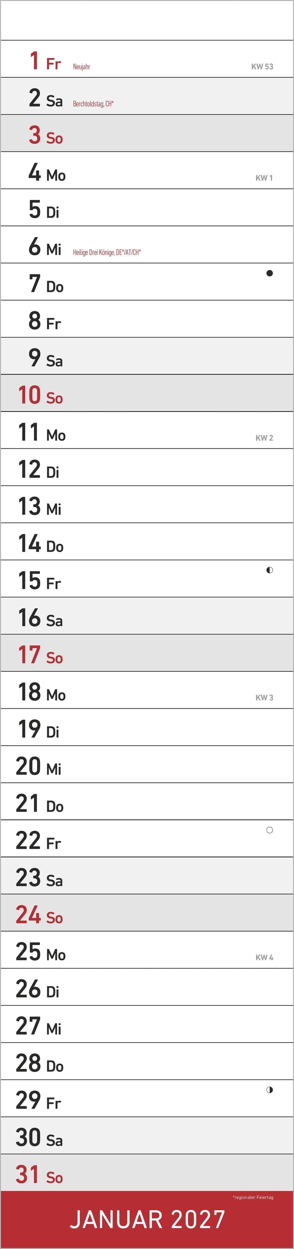 Streifenplaner XL ROT 2027 | -