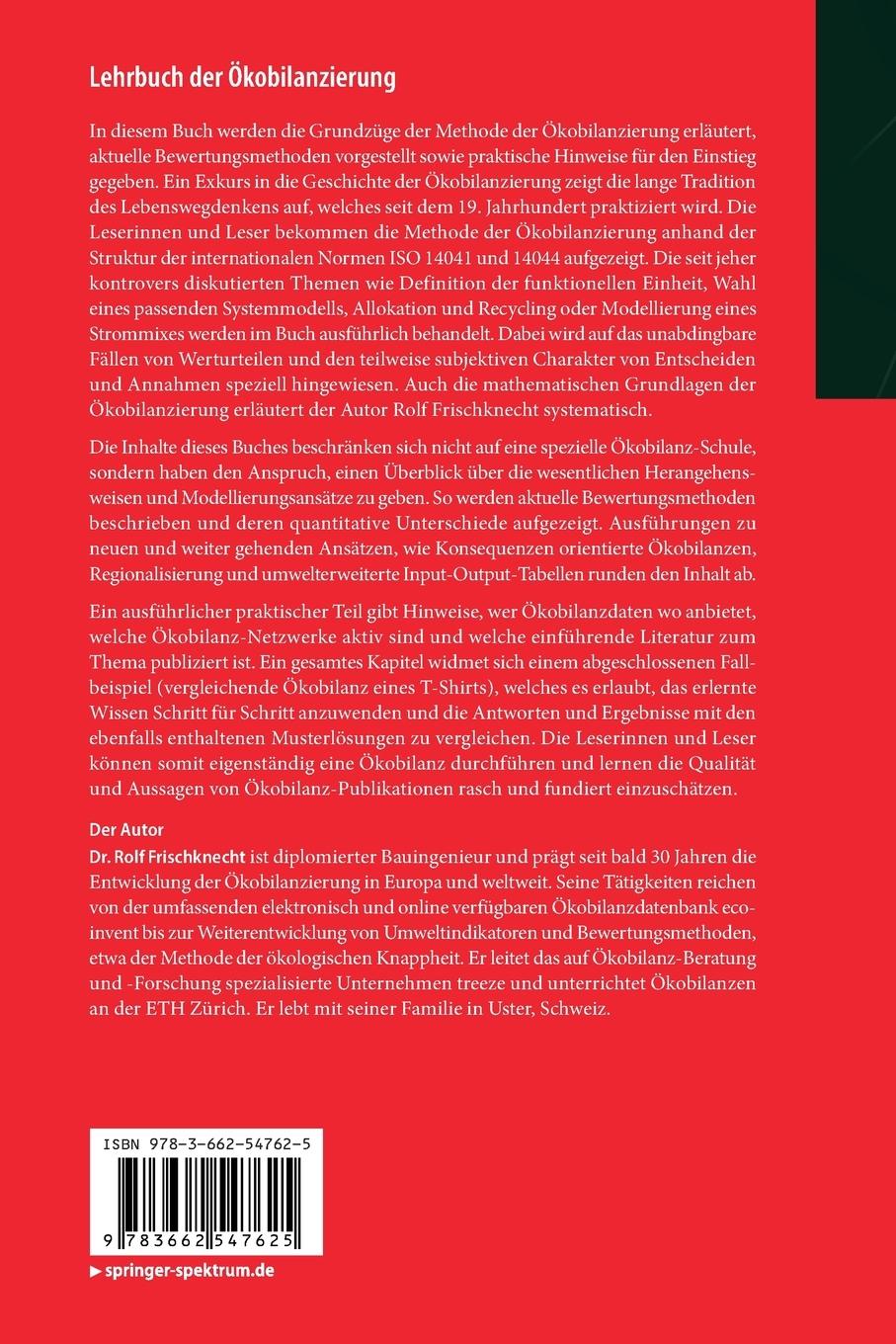 Lehrbuch der Ökobilanzierung | Frischknecht, Rolf